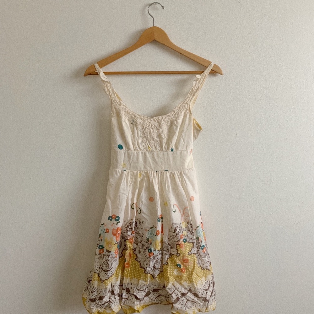 Cream dress with colorful details